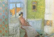 Carl Larsson Reading on the Veranda oil painting artist
